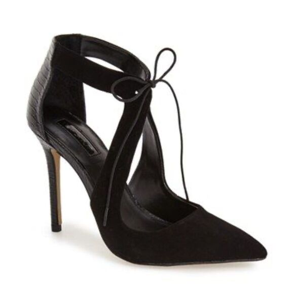 TOPSHOP Genie Black Lace-Up Pump Heel - Picture 1 of 6